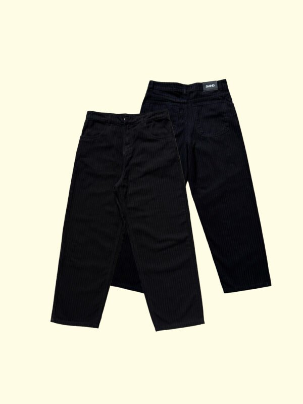 Stripe Pantalón Wide Baggy Negro