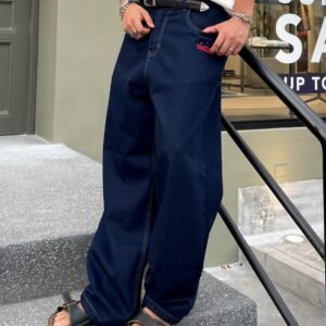 raw pantalón wide baggy azul