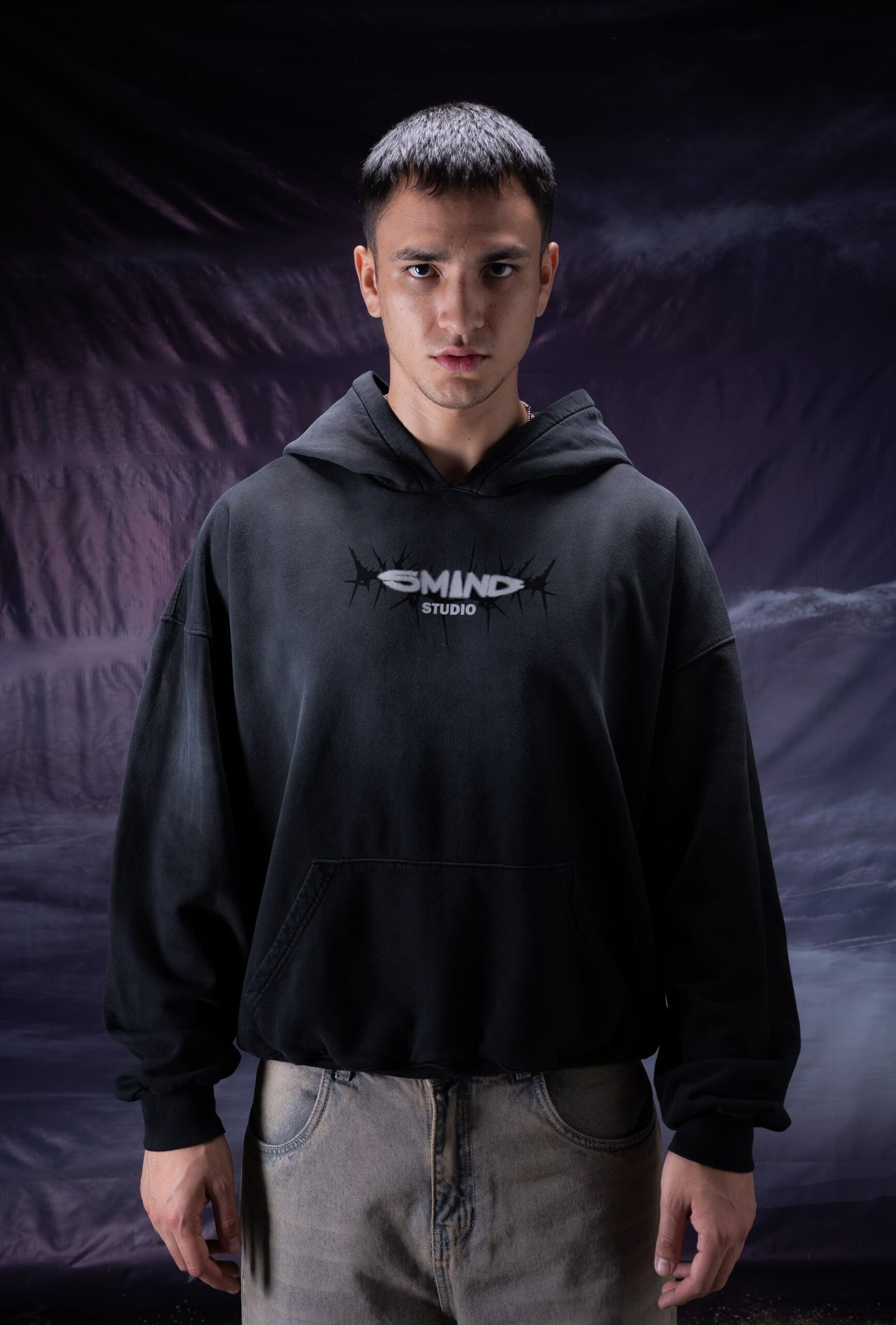 Trace Hoodie Boxy Negro